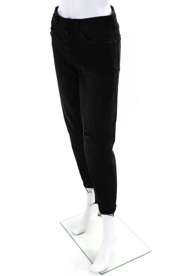 KUT from the Kloth Womens Cotton Buttoned Skinny Leg Jeans Black Size 2 - Image 2 of 4