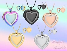 New Photo Heart Locket Urn Cremation Keepsake Ashes Memorial Necklace