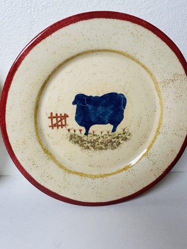 Blue Sky Steingut Teller Primitive Sheep & Pig Farm Cottagecore 2 Stück Set - Bild 5 von 9