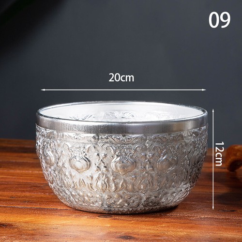 Handicraft Gold/Tin Metal Carved Round Thai Bowl Tableware for Restaurant&Hotel - Picture 14 of 51
