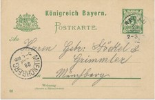 BAYERN ORTSSTEMPEL REHAU K1 1902 auf 5 Pf Rauten-GA nach MUENCHBERG (MÜNCHBERG)
