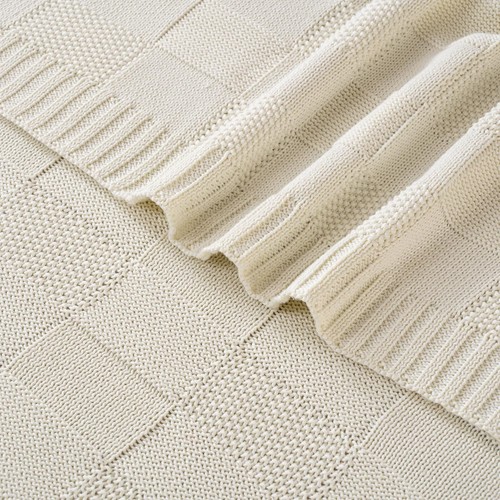 Knit Throw BlanketCheckered Throw BlanketSoft Warm Cozy Knitted Throw Blanket... - Picture 8 of 9