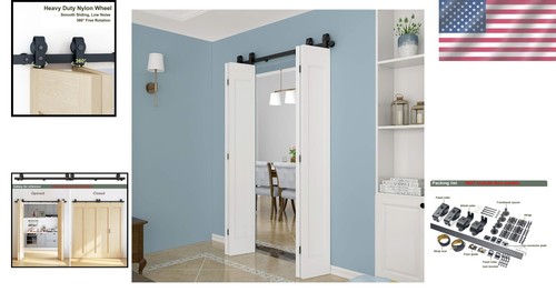All-Inclusive Rustic Barn Door Hardware Kit - Fits Up to 4 Doors, 63" Track - Picture 2 of 8
