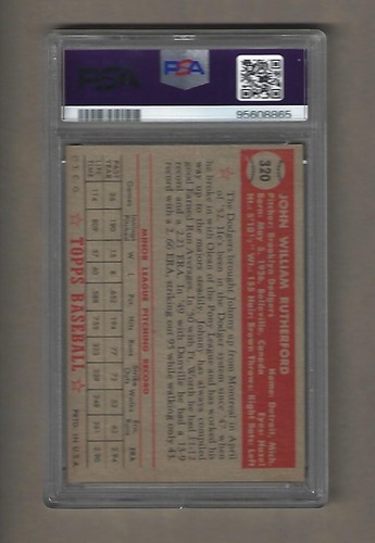 1952 TOPPS JOHN RUTHERFORD # 320 PSA 3 - Picture 2 of 2
