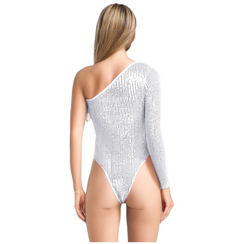 Women Leotard Sequin Unitard Nightclub Bodysuit Dance Rompers Shiny Catsuit - Picture 17 of 61