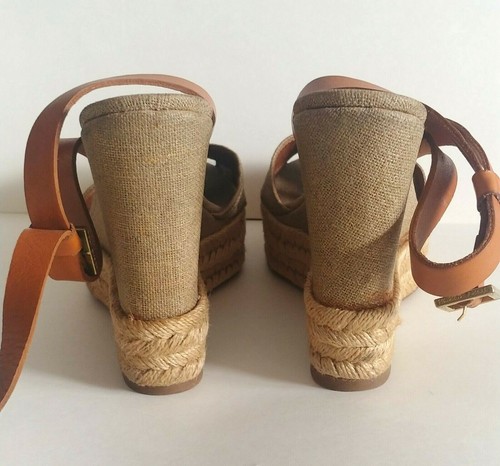 Tory Burch Florian Ankle Strap Platform Espadrille Wedge Jute Heels Size 9B US - Picture 6 of 12