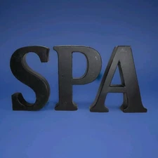 SPA 3D Vintage INDUSTRIAL Cast Aluminum Metal BLOCK SIGN Initials Wall Art 7"