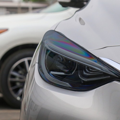 LH+RH Smoke TPU Headlight Protective Precut Film Sticker For Infiniti QX30 15-19 - Picture 3 of 12