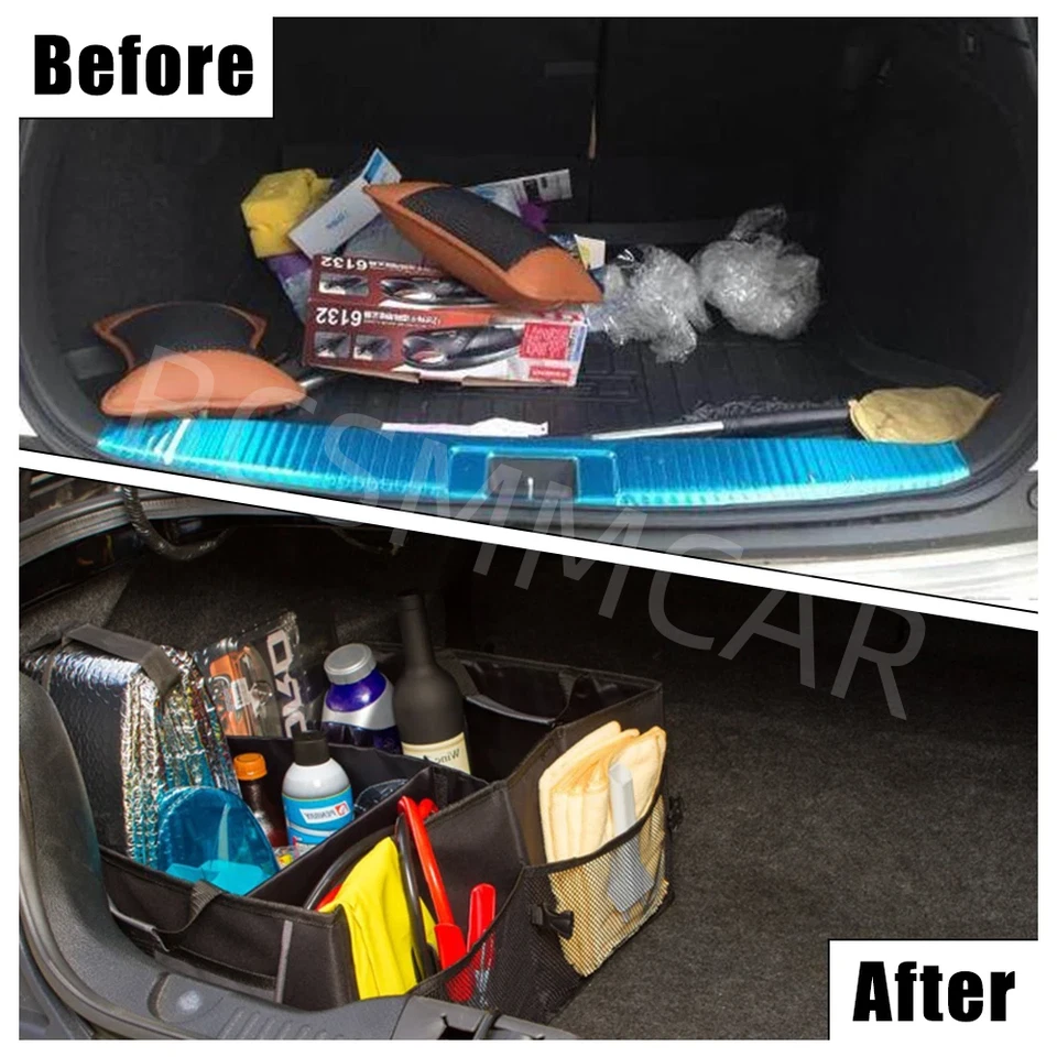 Caja de almacenamiento maletero de coche Oxford 3 compartimentos 2 bolsas organizador para camping hogar Foto 4 de 4