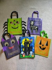 LOT of 5 Halloween Trick Or Treat Bags 12x14  16x11 - SO CUTE 