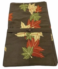 Harry & David Table Runner Autumn Leaves 14 X 72” Embroidered Fall Leaves BROWN