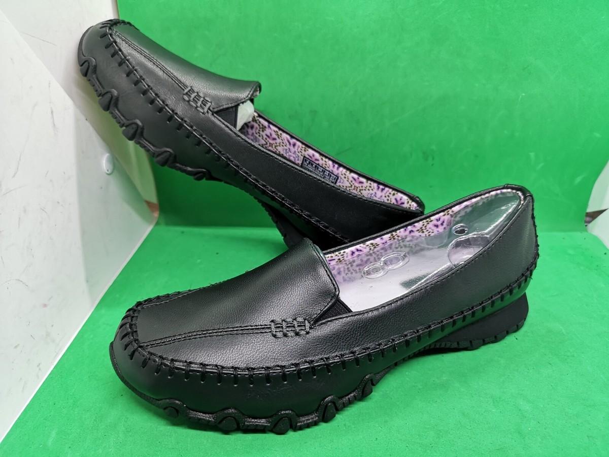 Skechers Women Slip-On Loafers Shoes Size 8 Black Leather Bikers Cruisin  SN48935 | eBay