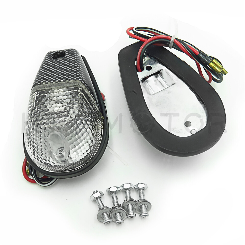 CARBON CLEAR Flush Mount Motorcycle Turn Signals Blinker Light For