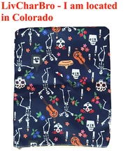 9" x 11" Tibetan Blue Skeleton Book Sleeve w/Zipper Book Protector Book Covers