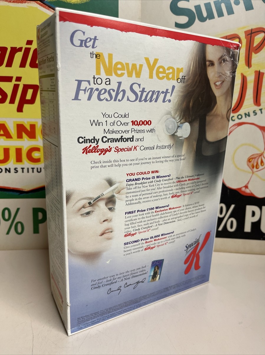 1999 Kellogg's Special K Cereal w/Cindy Crawford 12 oz Full Box