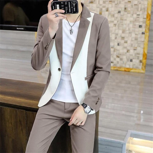 Men 2 Pcs Slim Fit Sets Coats Tuxedos Groom Groomsman Suits Formal Work Casual - Picture 4 of 10