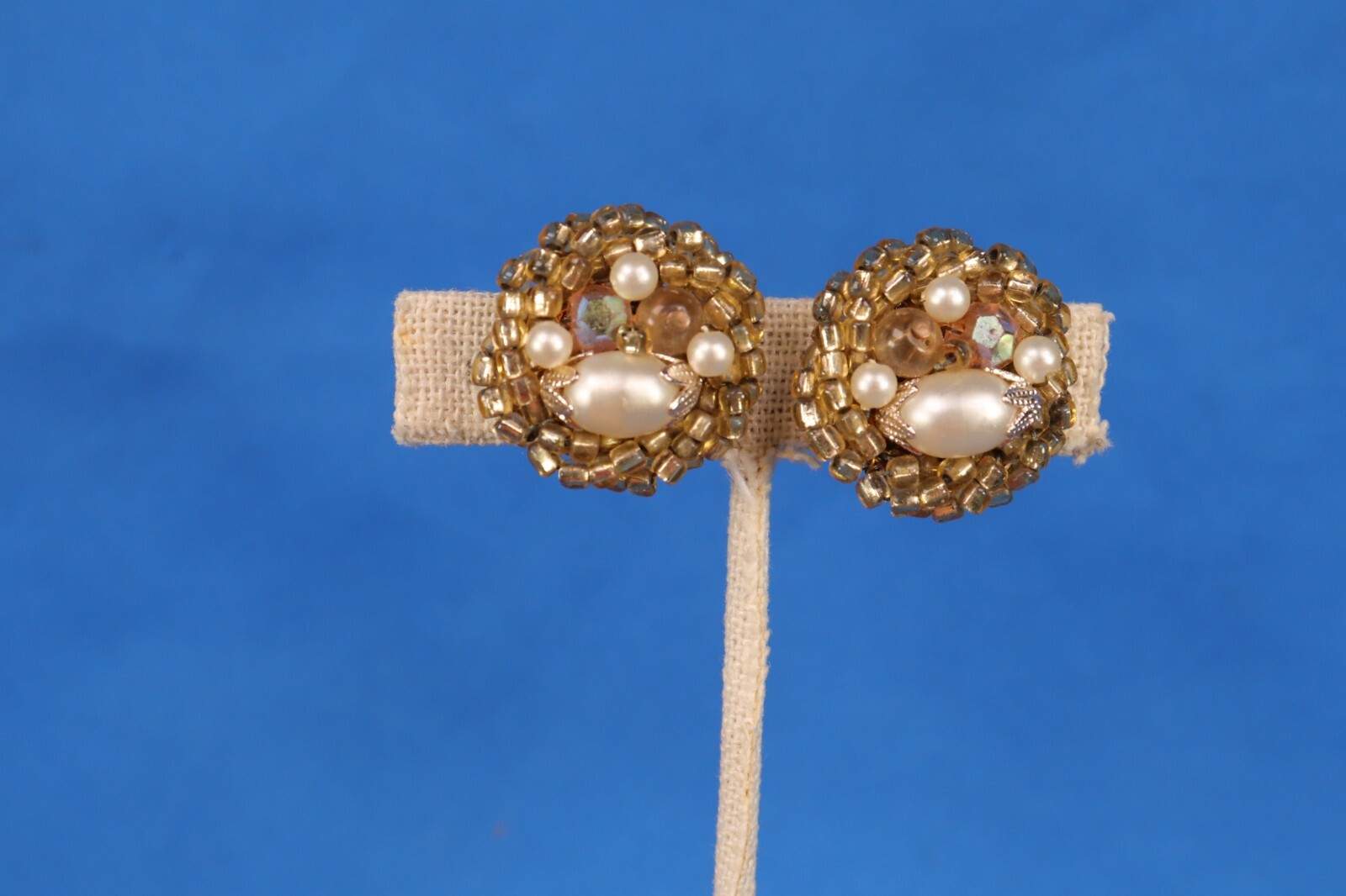 JS8 Lot of 7 Vintage Japan Clip On Earrings Cluster Beaded Colorful Faux Pearl eBay