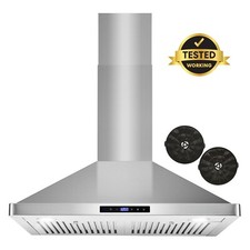 30 INCH DUCTLESS WALL MOUNT RANGE HOOD OPEN BOX STAINLESS STEEL, LED LIGHTS