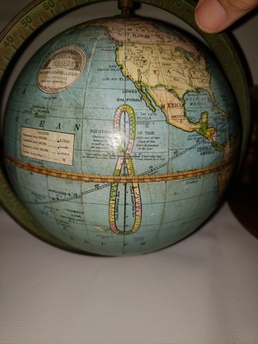 1920's Peerless 6" Terrestrial Globe By Weber Costello Co Chicago Heights, IL - Picture 9 of 18