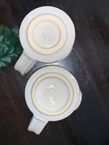¡¡Cerámica artística de roble negro!! ¡Tazas gemelas hoja blanca cremosa! ¡Único y RARO! ¡Juego de 2! - Imagen 8 de 9