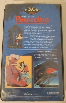 PINOCCHIO Walt Disney BLACK DIAMOND VHS 1985 Black Clamshell RARE