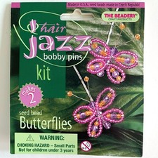 The Beadery Hair Jazz Pink Butterfly Bobby Pin Beading Kit Makes 2