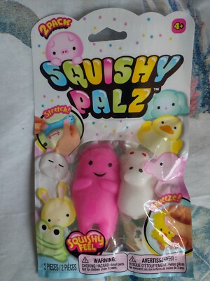 SQUISHY PALZ 2 Pack PINK MONSTER & WHITE HIPPOPOTAMUS Sensory Toy