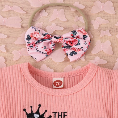 Newborn Baby Girls Ruffle Romper Jumpsuit Playsuit Headband Outfit Clothes Set - Picture 38 of 44
