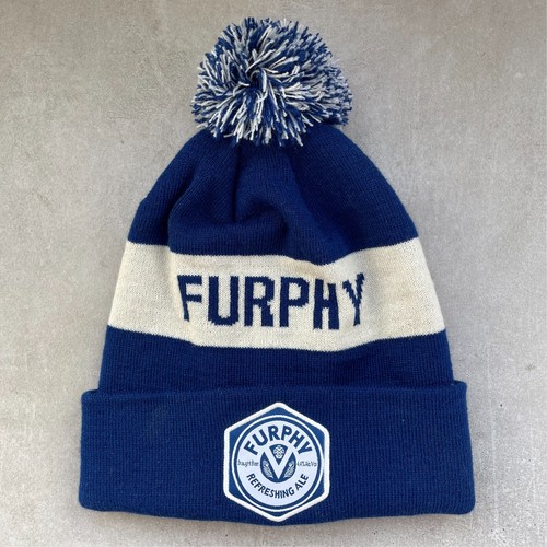Furphy Beanie | Knitted Beanie with Pom Pom | Furphy Beer Blue White Unisex OSFM