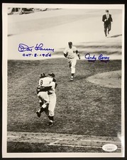 Don Larsen Photo 8x10 Perfect Game 1956 WS Andy Carey Dodgers Yankees JSA
