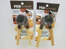 2-NEW ProFreshionals Nut Cracker Spring Loaded Wood Handle Nut Shell Cracker