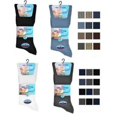3,6 Pairs Mens Diabetic 100 Cotton Socks Non Elastic Extra Comfort - UK 6-11