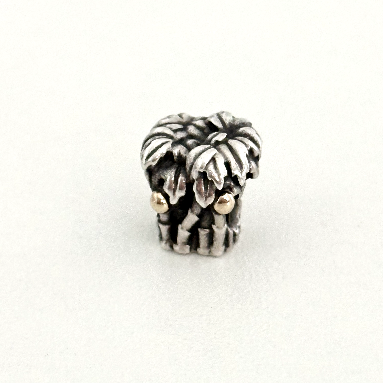 Pandora 925 Sterling Silver & 14K Yellow Gold Two Tone Coconut Palm Tree Charm