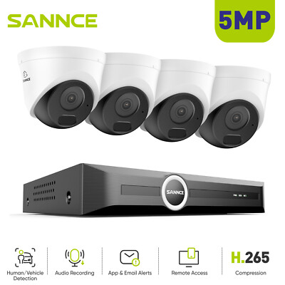 SANNCE 8CH NVR 5MP POE IP Security Camera System Audio Recording AI Detection IR