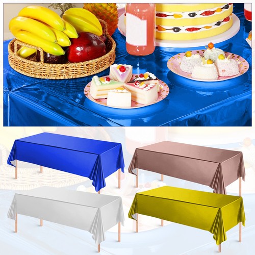 Kunststoff Metallic Folie Tischdecke Abdeckung 54"x108" Silber Gold Rose Gold Blau Rosa