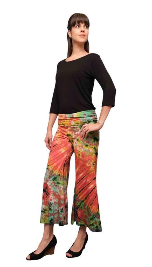 Sacred Threads Hippie Boho Tie Dye Stretch Foldover Waist Harem
