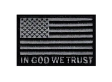 In God We Trust USA Flag Hook Fastener Patch (Reflective 3.0 X 2.0-MTF7)
