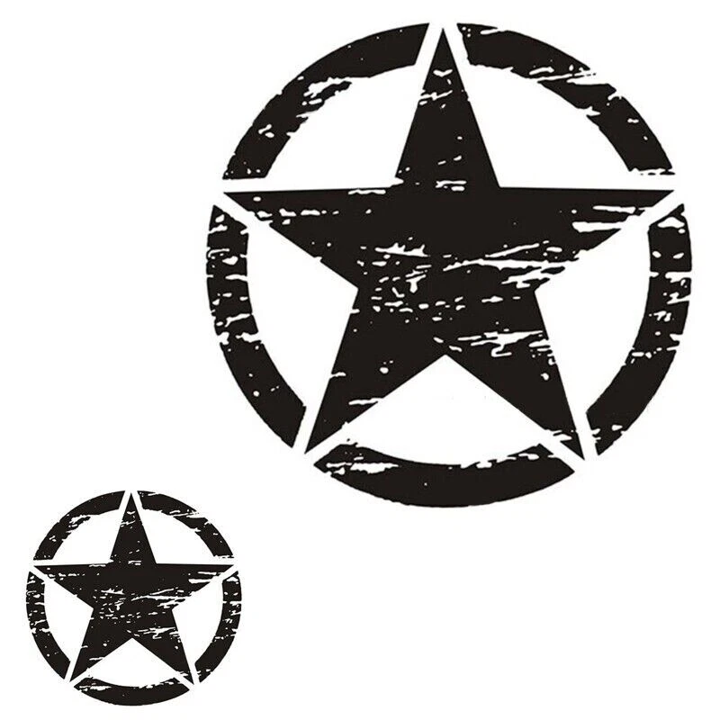 2 calcomanías de vinilo calcomanía de estrella del ejército militar envejecido de EE. UU. capó puerta de techo U Foto 2 de 4