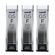 Uni-Ball Nano Lead Mechanical Pencil Lead Refills, 0.5mm, F, Black, Pack of 120
