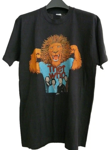 RARE The WHO Tour Original Lion Rock Concert T Shirt sz 1970s vintage concert t-shirt, vintage, size L, single stitch, B+ condition