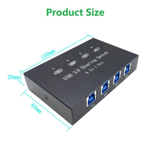 4 in 1 out USB 3.0 Sharing Switch Key Sharer Splitter KVM Printer Switcher g - Photo 3/11