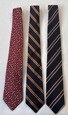 LANDS END Lot of 3 Men's Silk Ties - Red Floral Navy Burgundy Stripes