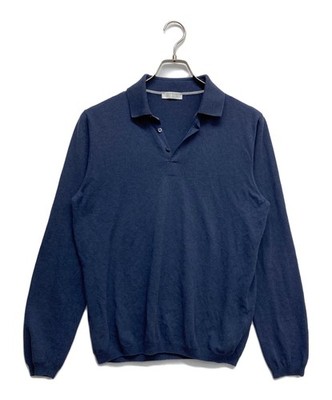 GRAN SASSO Long-Sleeve Knit Polo Shirt/ Blue/ Size: 50