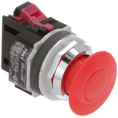1PC IDEC CORPORATION AYD301NUR Pushbutton, Diecast Zinc, 30mm Mushroom head