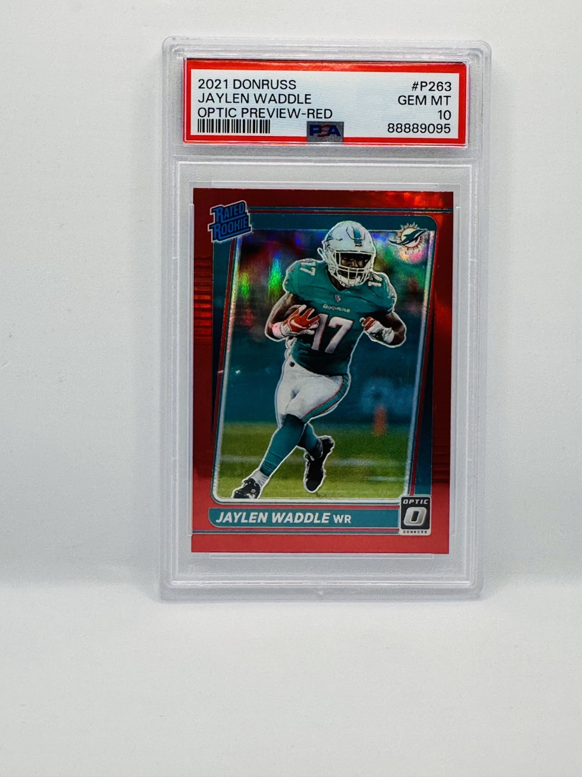 2021 Panini Donruss Optic Preview Red Jaylen Waddle PSA 10 RC Rated Rookie #P263