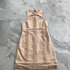 Free People Nude Skyscraper Bodycon Mini Dress Crochet Womens Small S