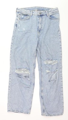 Ardene Damen blau distressed locker gerade hohe Taille Jeans Größe 16