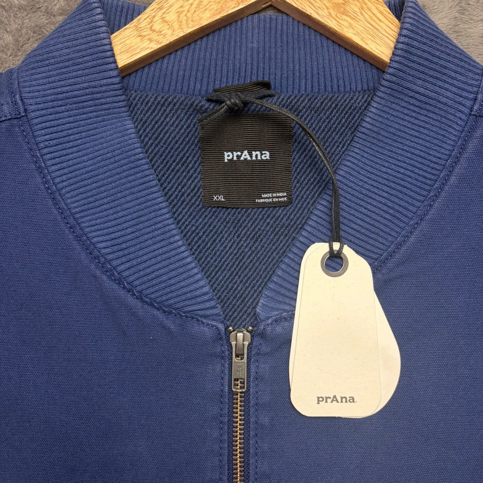 Prana Mens XXL Rock Ridge Vest Blue Standard Fit Full Zip Multi Pocket Cotton - product detail image 4