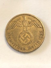 Third Reich Germany  WW2-Era 10 Reichspfennig (Pfennig) Bronze Coin 1937