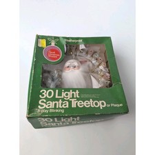 Vintage Grants SANTA TINSEL TREE TOPPER (Works!)